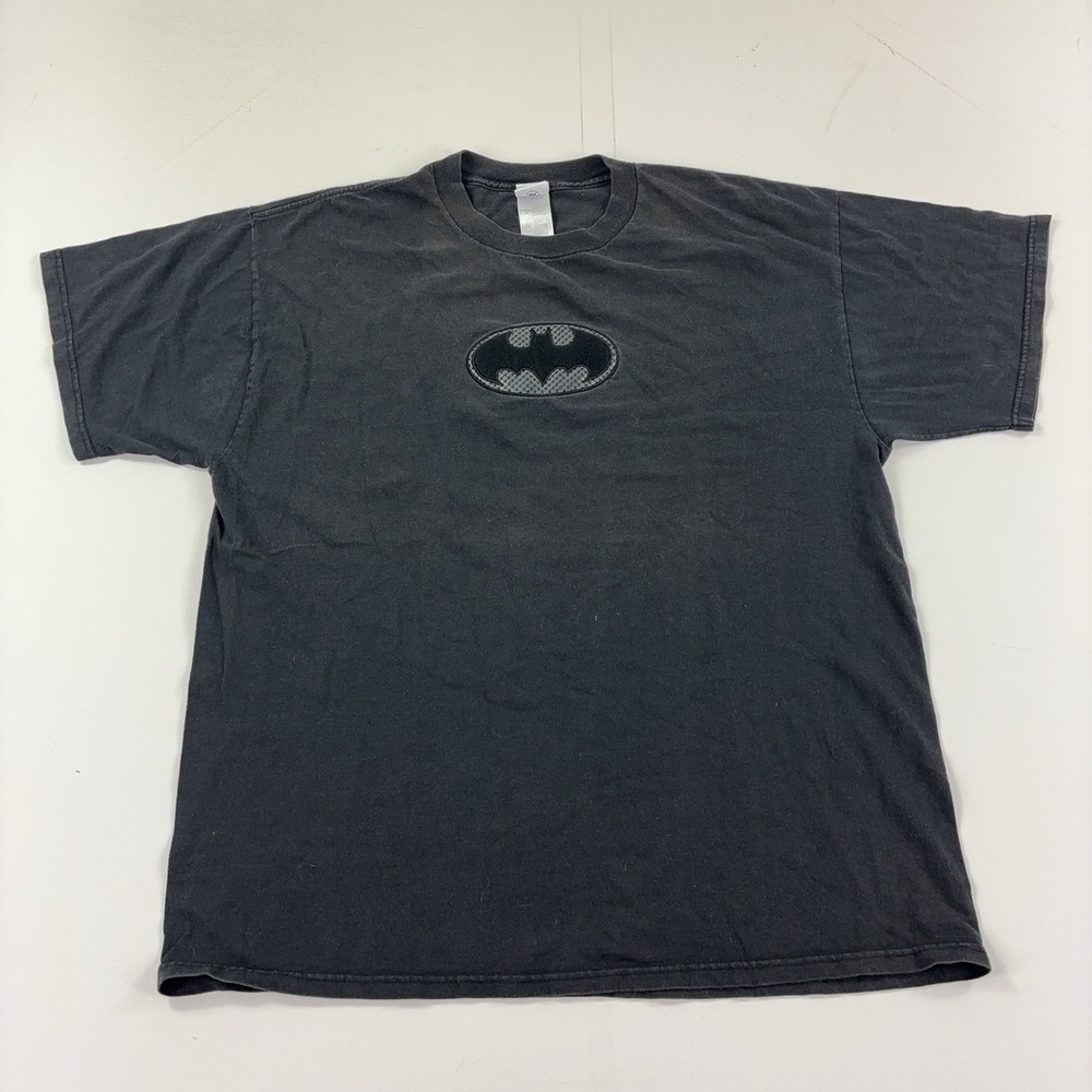 Vintage Warner Bros Studio Store Shirt Mens XL Black Batman Felt Logo Y2K